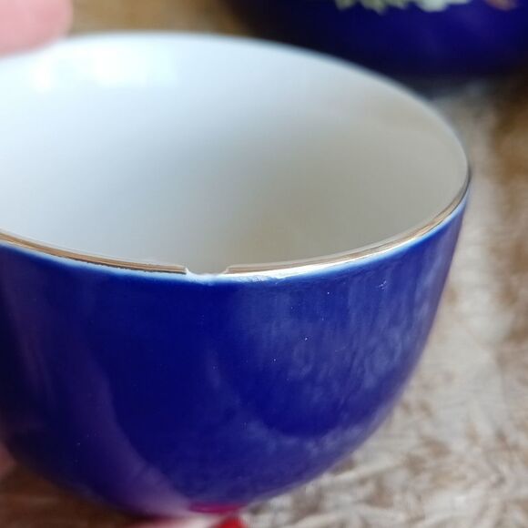 Vintage Cobalt blue kettle w 4 cups Japan - Picture 11 of 13